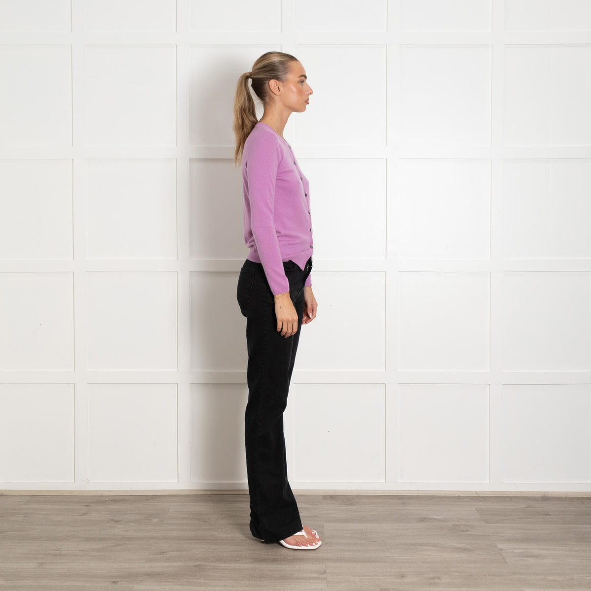 N.Peal Lilac Purple Cashmere Knitted Cardigan - Image 6