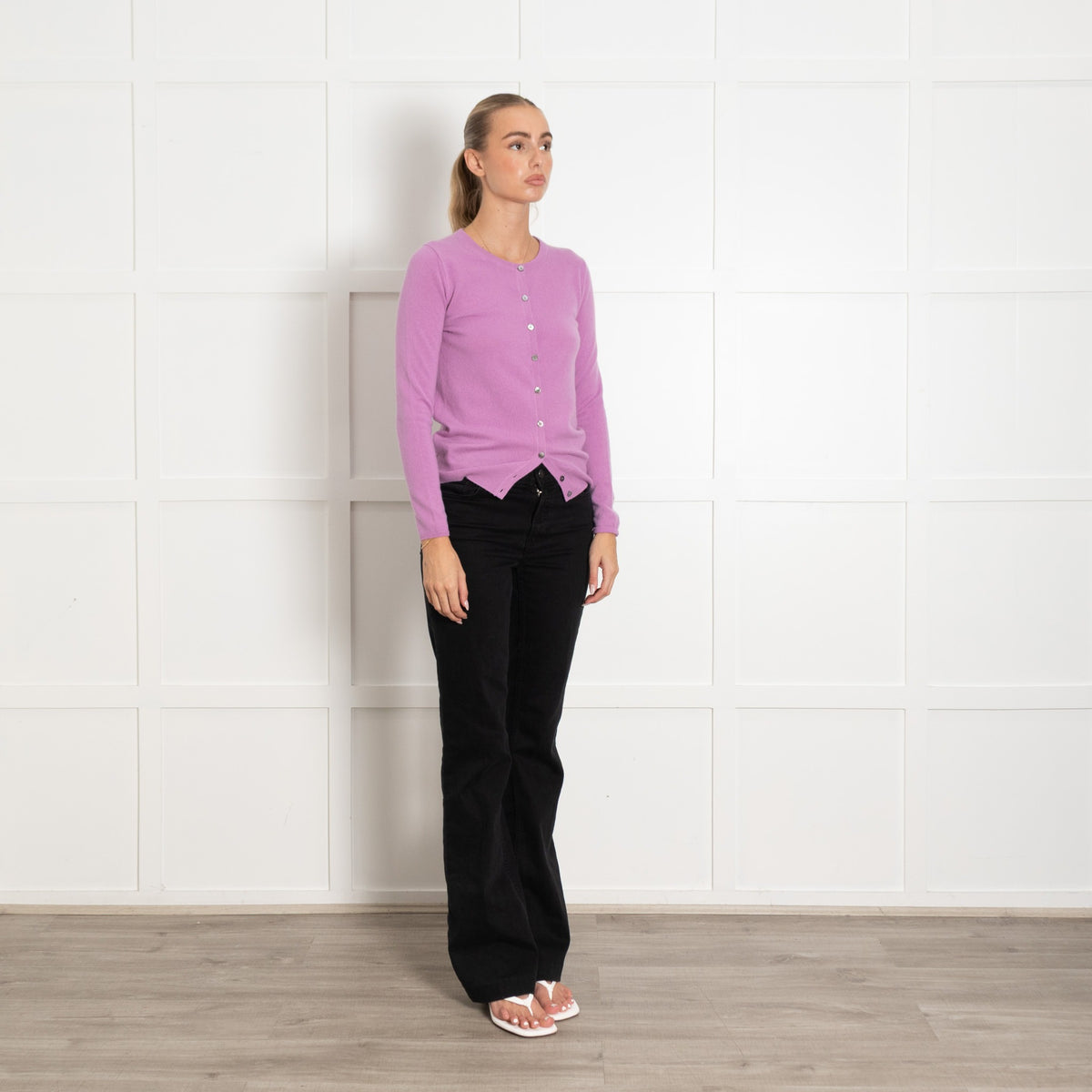 N.Peal Lilac Purple Cashmere Knitted Cardigan - Image 7