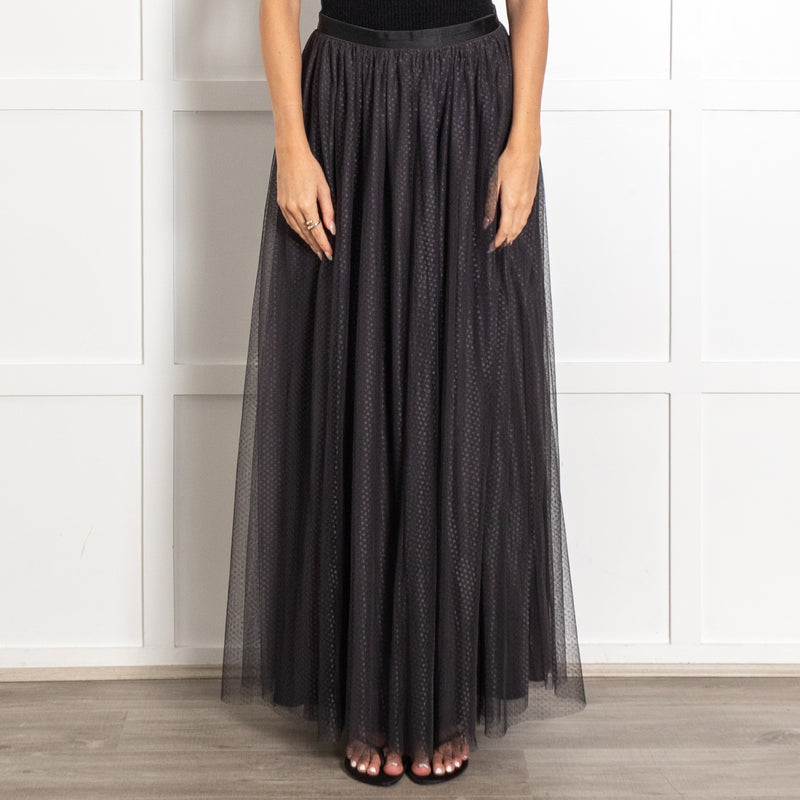 Needle & Thread Black Polka Dot Tulle Midi Skirt - Image 2
