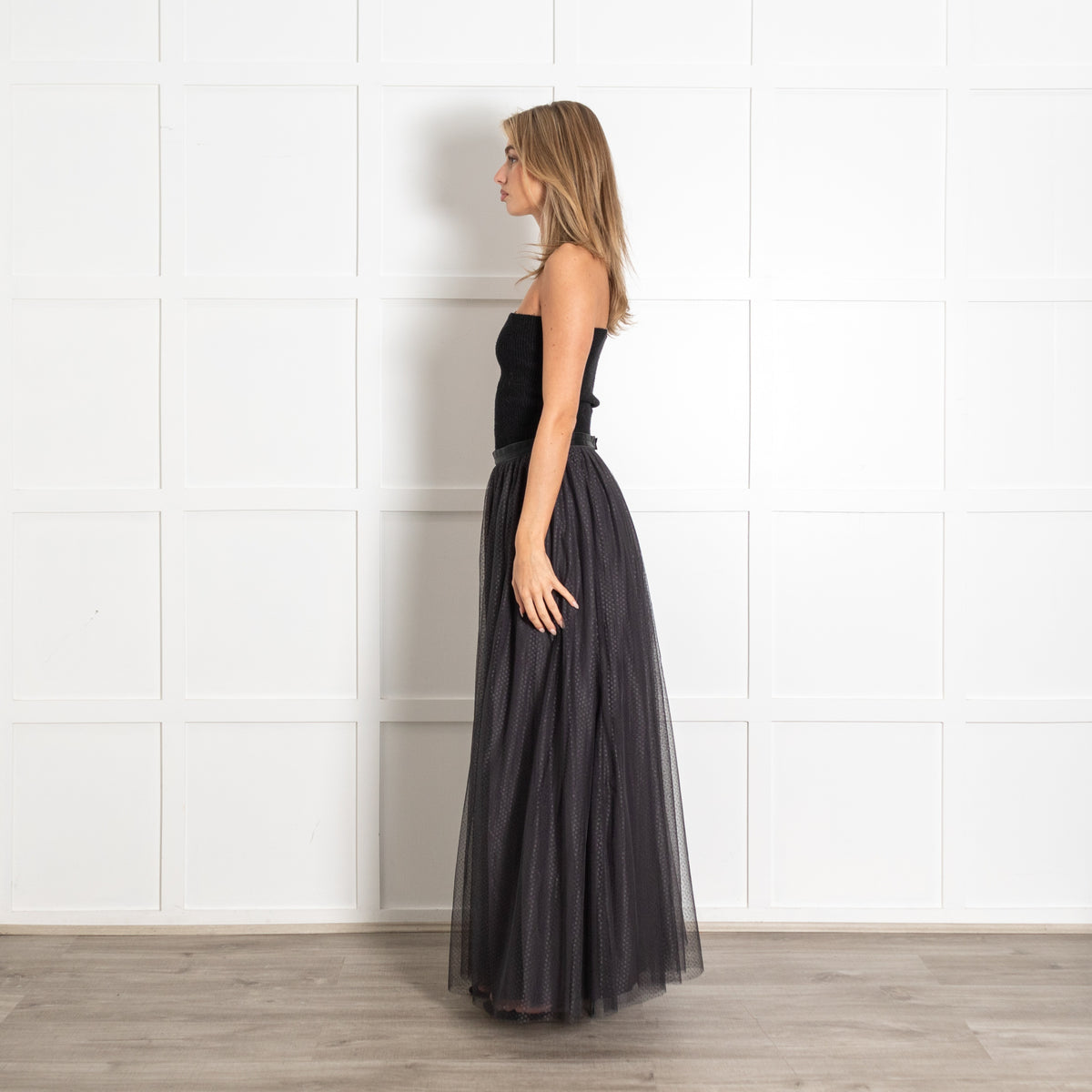 Needle & Thread Black Polka Dot Tulle Midi Skirt - Image 4