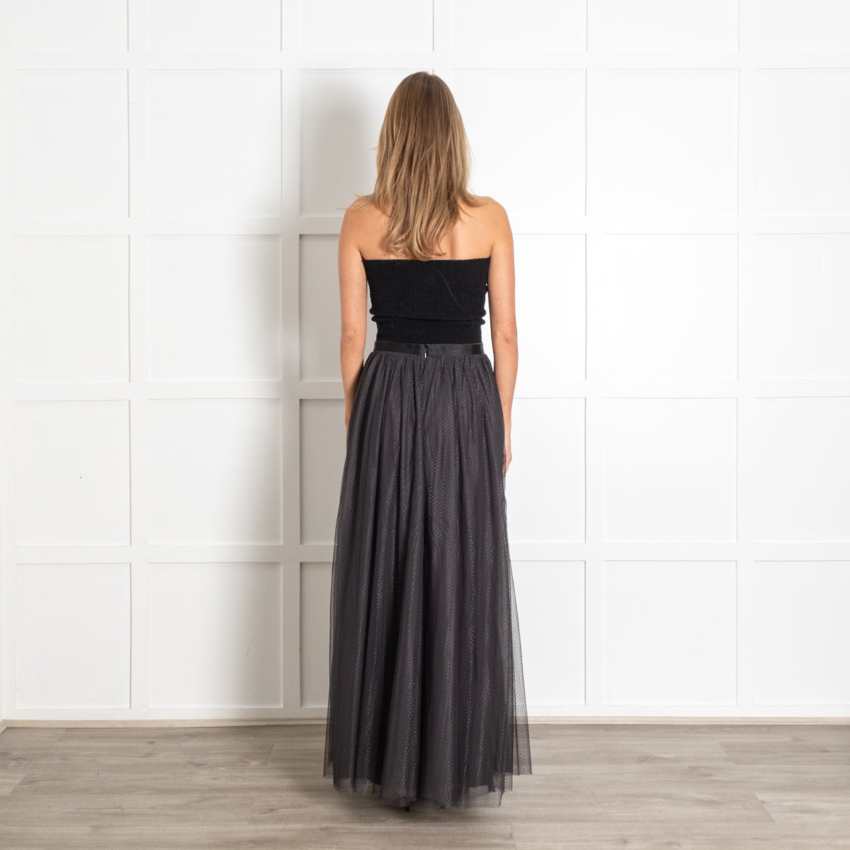 Needle & Thread Black Polka Dot Tulle Midi Skirt - Image 5