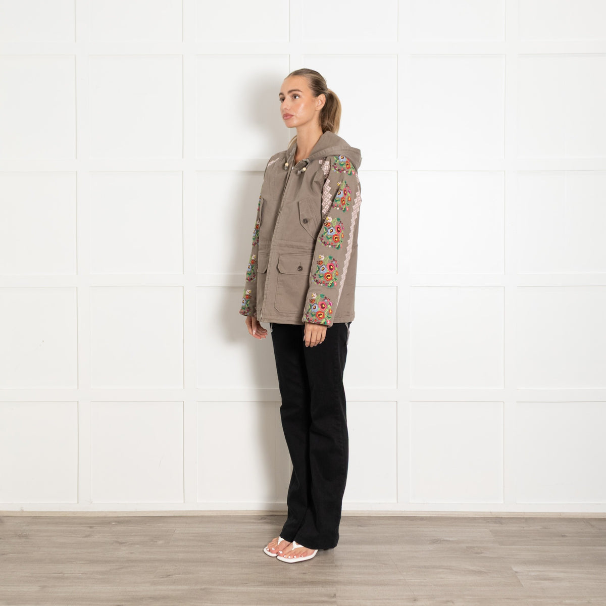 Needle & Thread Khaki Cross Stitch & Flower Parka - Image 3