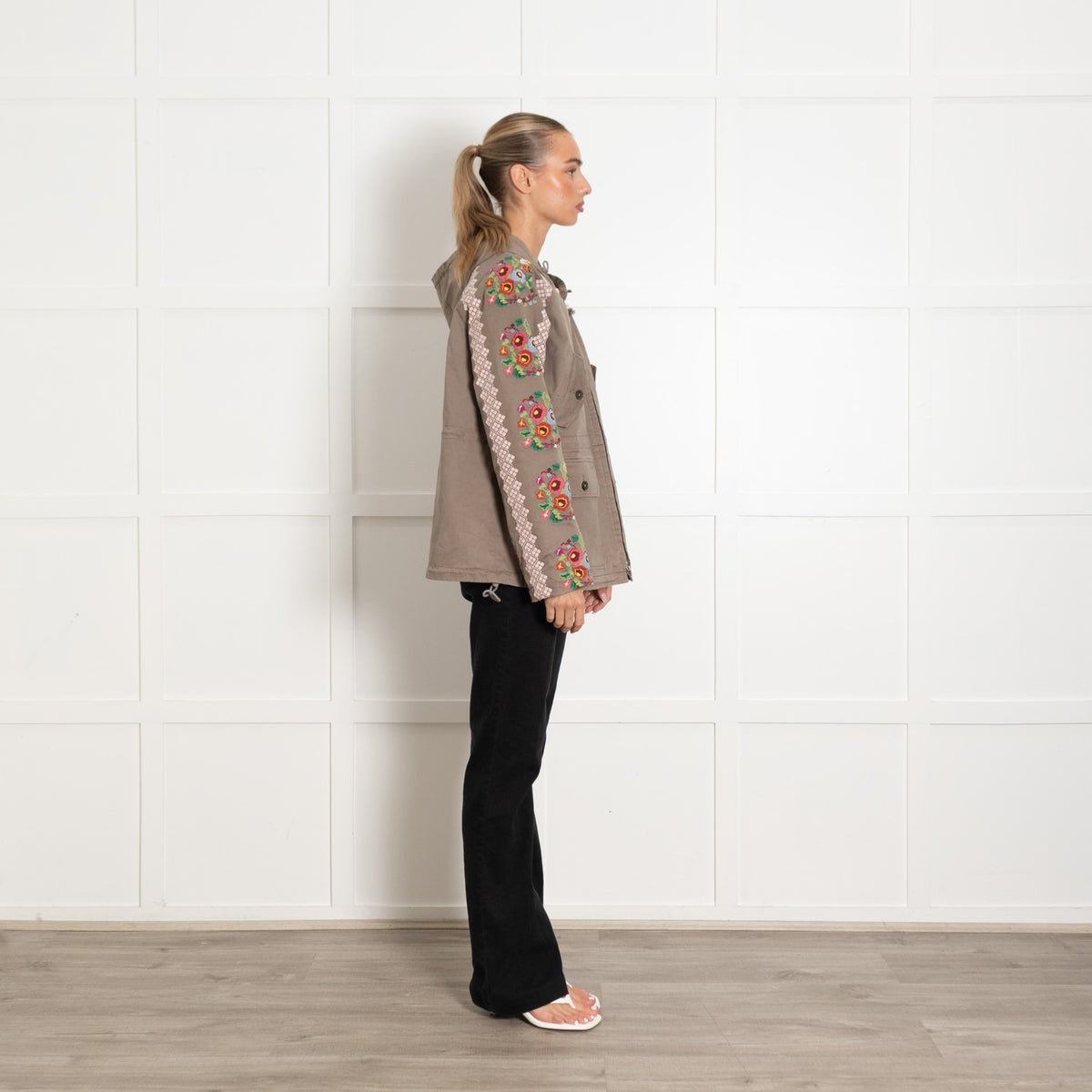 Needle & Thread Khaki Cross Stitch & Flower Parka - Image 6