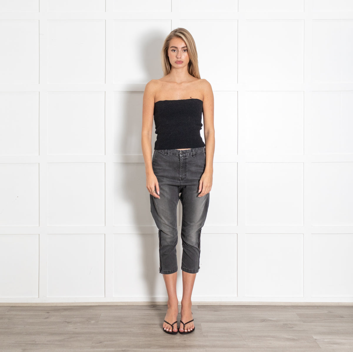 Nili Lotan Grey Women's Leg Denim Jeans With Ankle Zip - Image 1