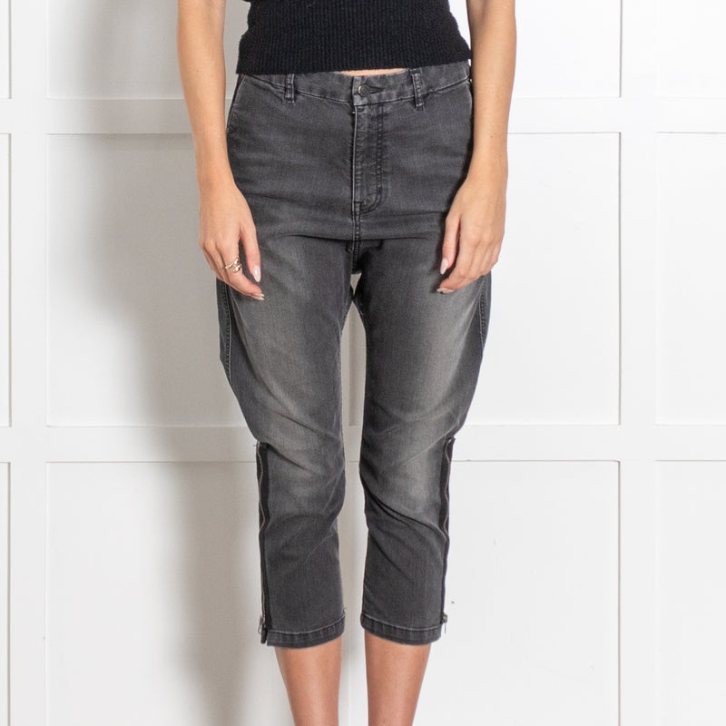 Nili Lotan Grey Women's Leg Denim Jeans With Ankle Zip - Image 2