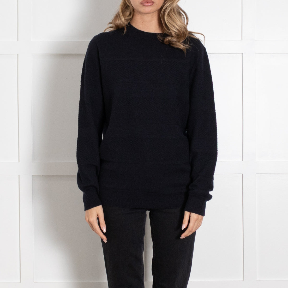 A.P.C Navy Textured Knit Wool Jumper - Image 2