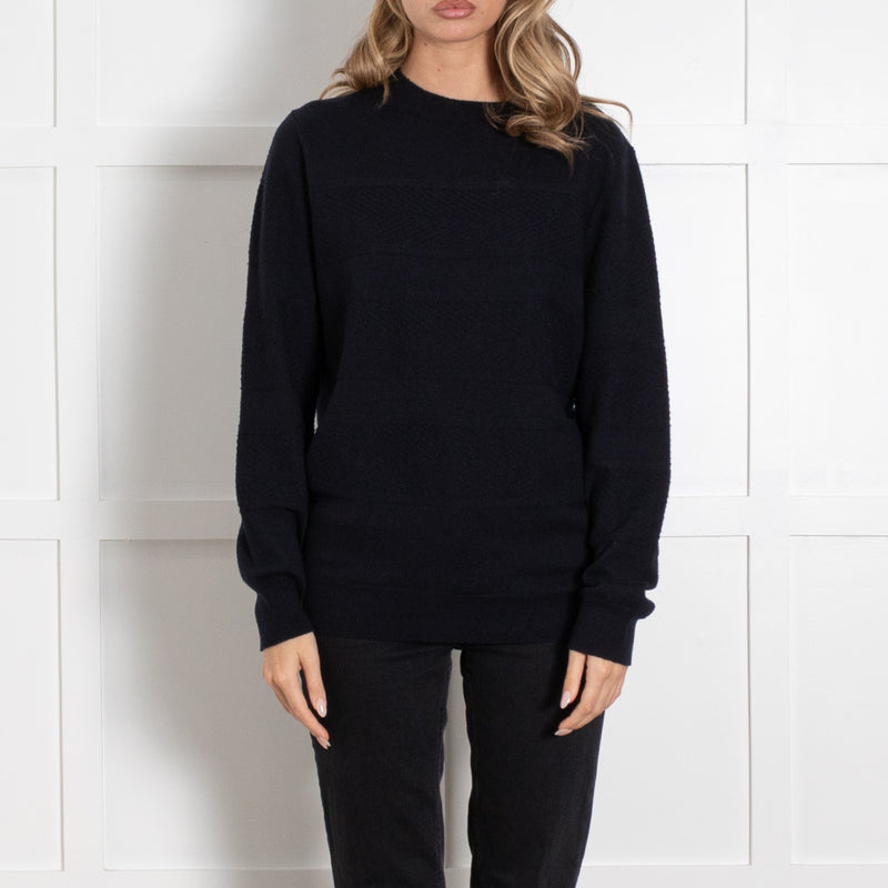A.P.C Navy Textured Knit Wool Jumper - Image 2