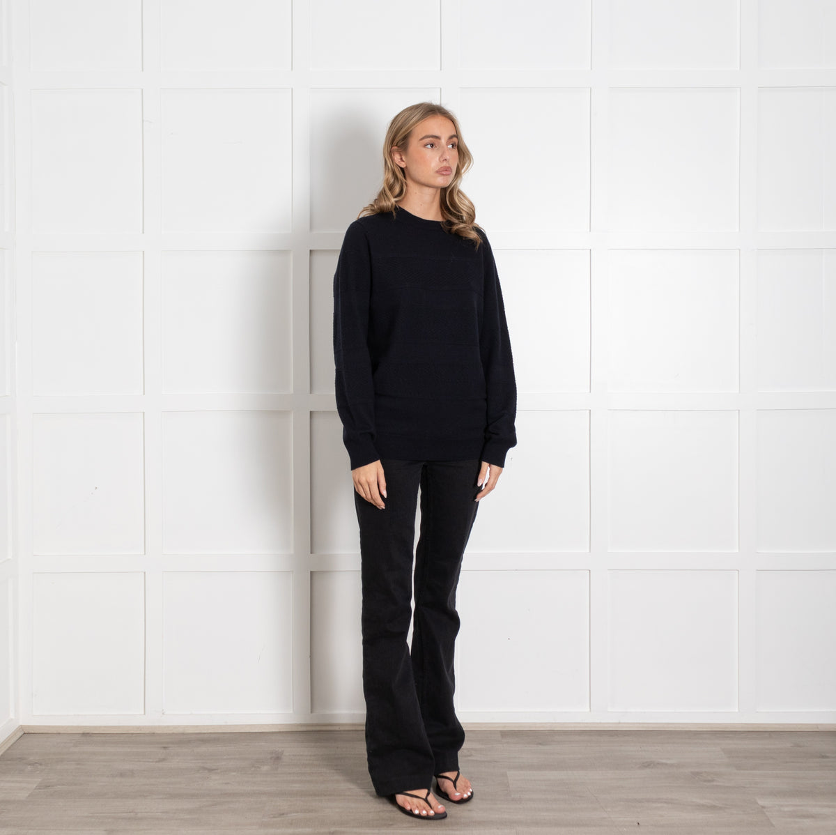 A.P.C Navy Textured Knit Wool Jumper - Image 6