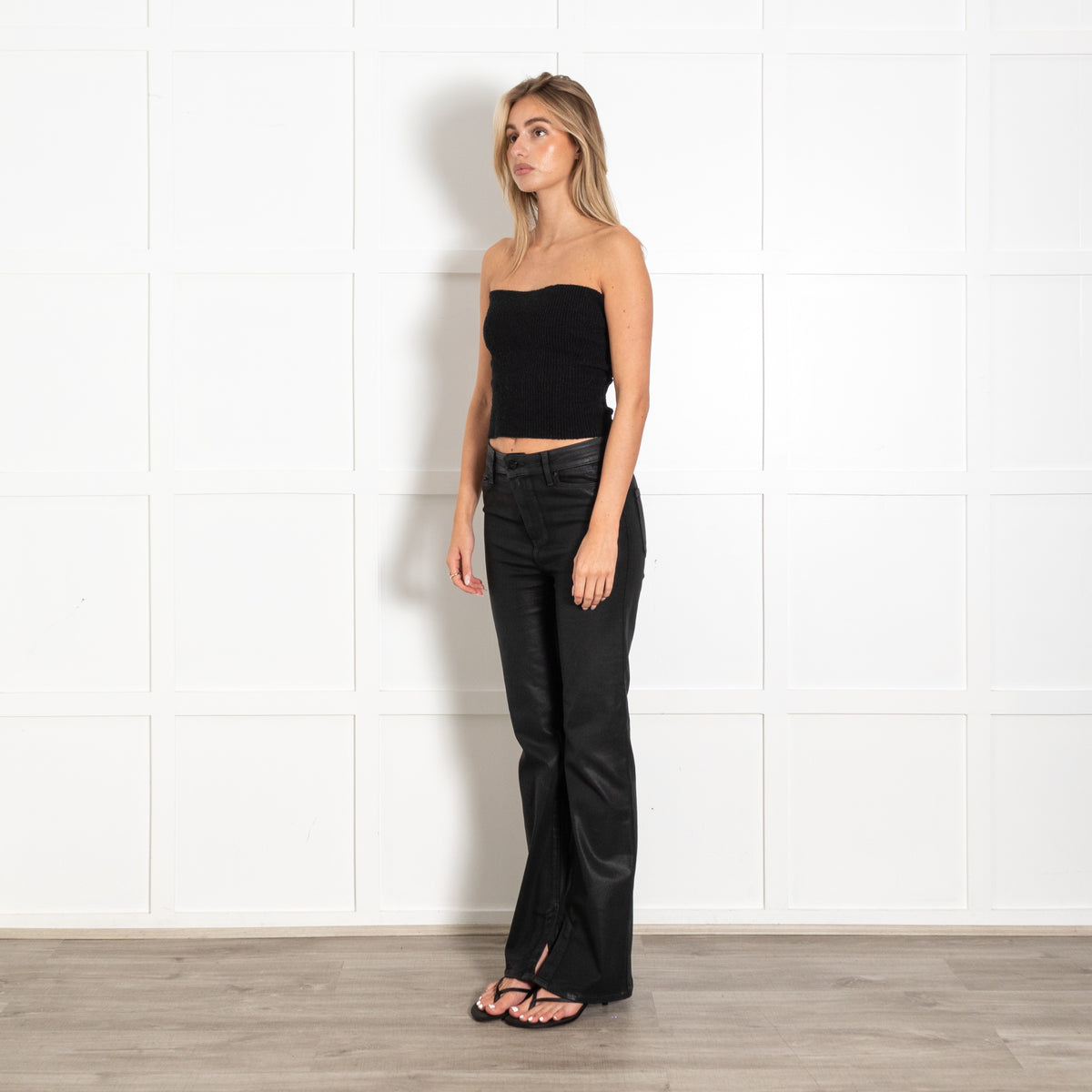 Paige Black Coated Denim Jeans - Image 3