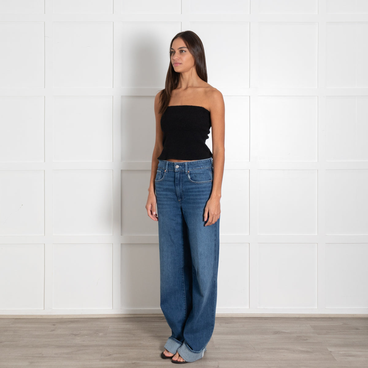 PAIGE Blue Denim Jeans with Wide Cuff Hem - Image 3
