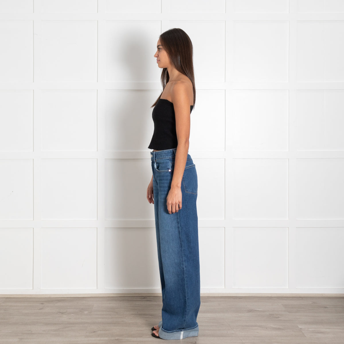 PAIGE Blue Denim Jeans with Wide Cuff Hem - Image 4