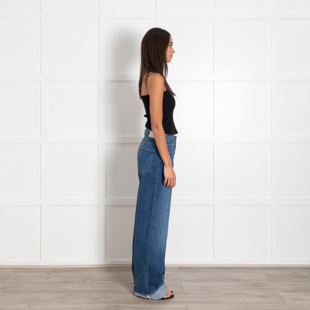 PAIGE Blue Denim Jeans with Wide Cuff Hem - Image 6