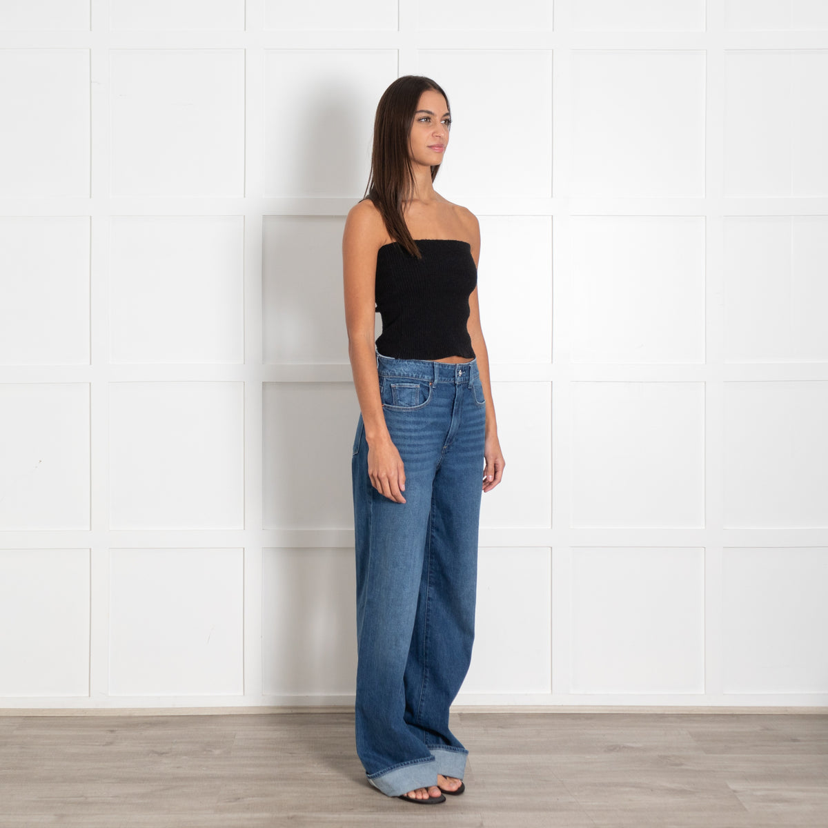 PAIGE Blue Denim Jeans with Wide Cuff Hem - Image 7