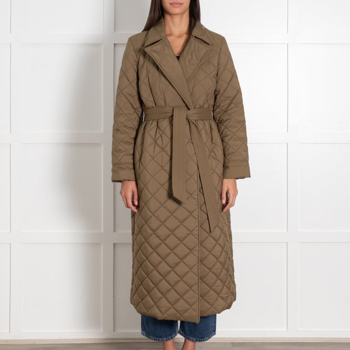 Part Two Khaki Padded Belted Coat UK 8 - Image 2