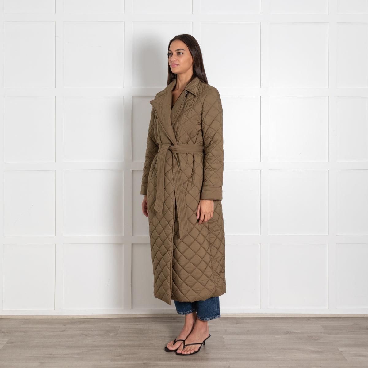 Part Two Khaki Padded Belted Coat UK 8 - Image 3