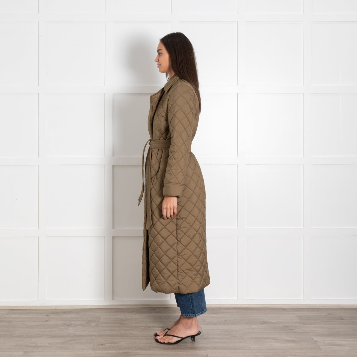 Part Two Khaki Padded Belted Coat UK 8 - Image 4