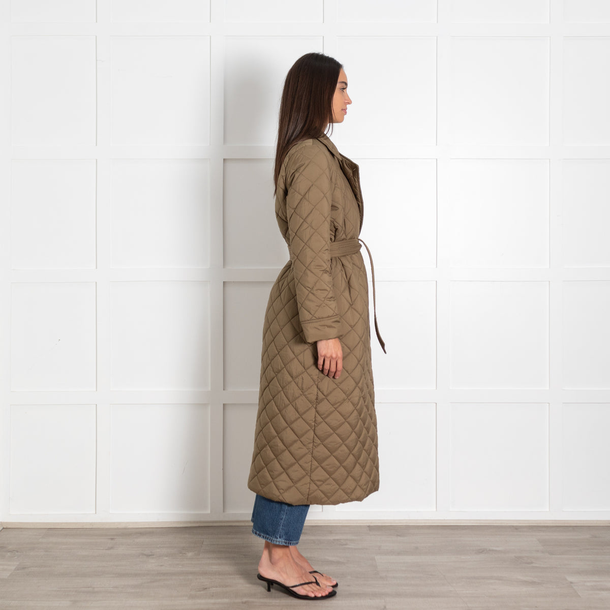 Part Two Khaki Padded Belted Coat UK 8 - Image 6