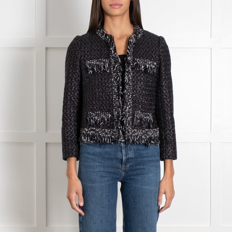 Paule Ka Black & White Tweed Embellished Jacket - Image 2