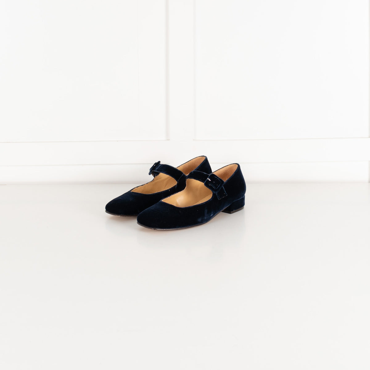 Penelope Chilvers Navy Velvet Mary Jane Shoes - Image 1