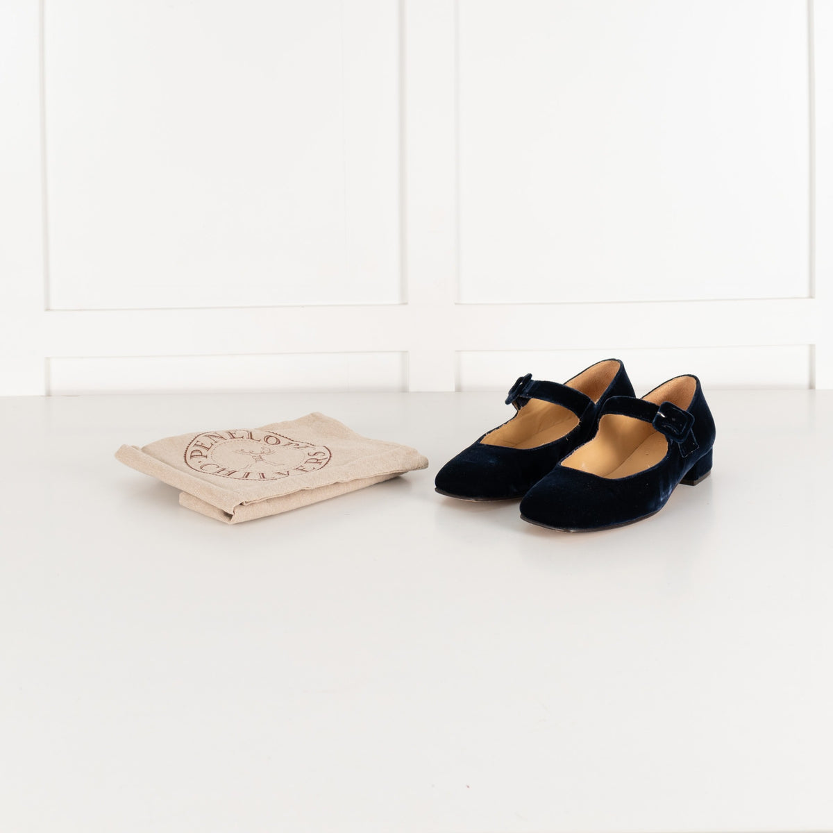 Penelope Chilvers Navy Velvet Mary Jane Shoes - Image 2