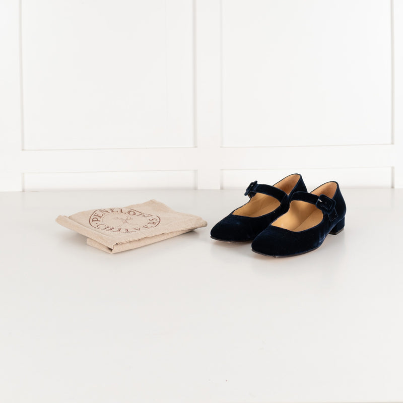 Penelope Chilvers Navy Velvet Mary Jane Shoes - Image 2