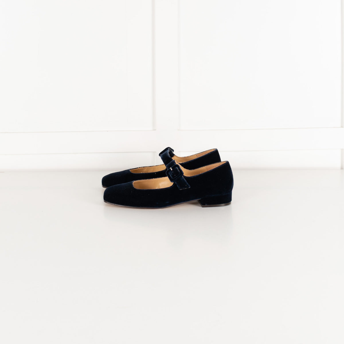 Penelope Chilvers Navy Velvet Mary Jane Shoes - Image 4