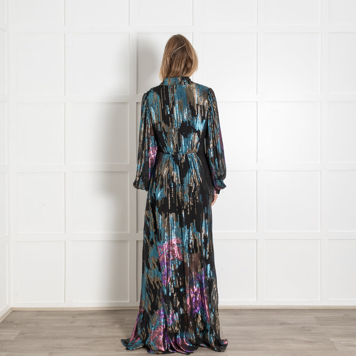 Peter Pilotto Black Fireworks Metallic Detail Lamé Maxi Dress - Image 5