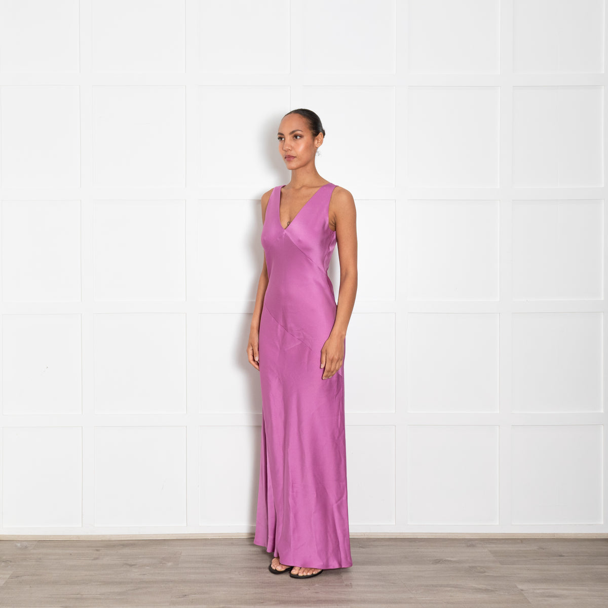 Max Mara Purple Bias Cut Pilly Dress