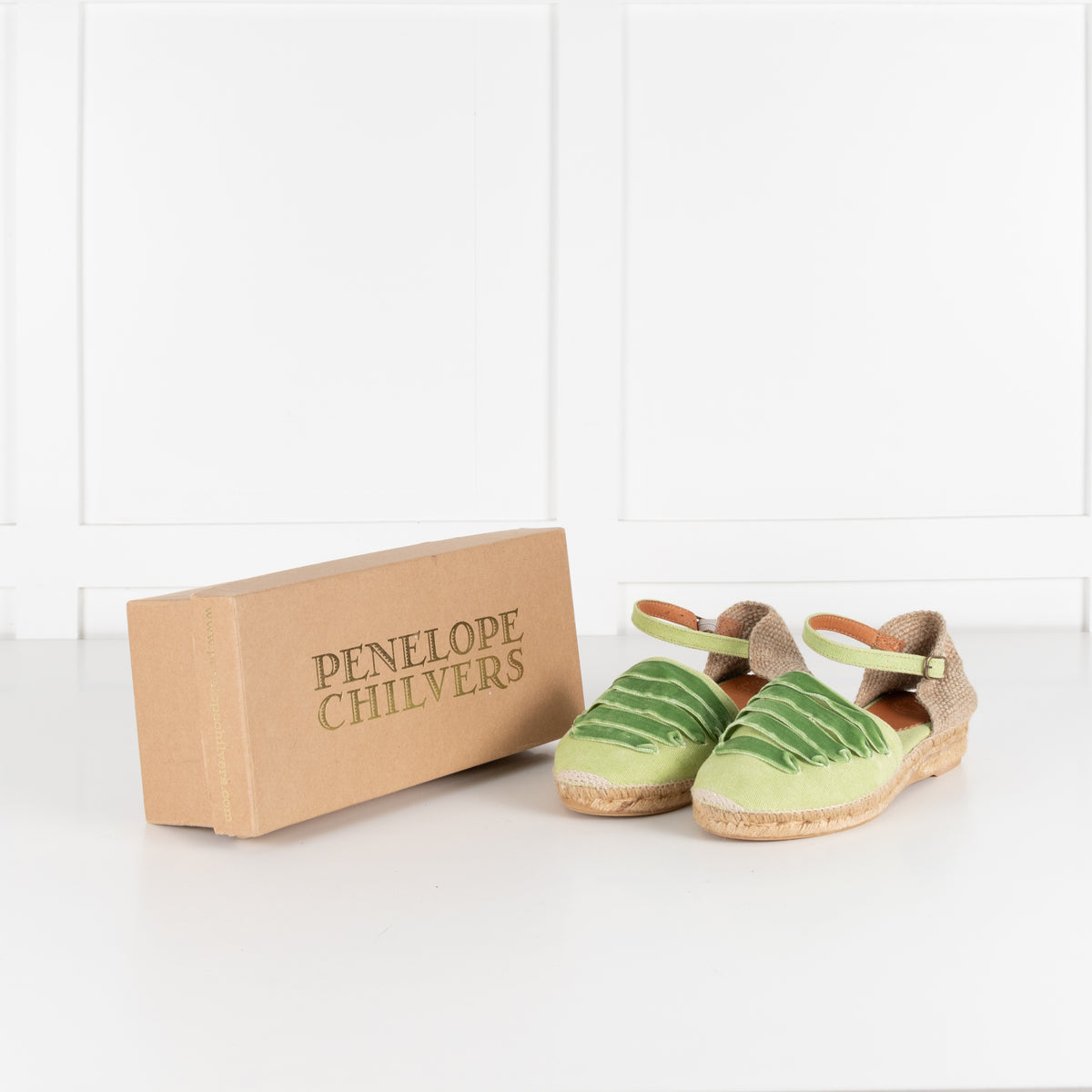 Penelope Chilvers Green Velvet Espadrille