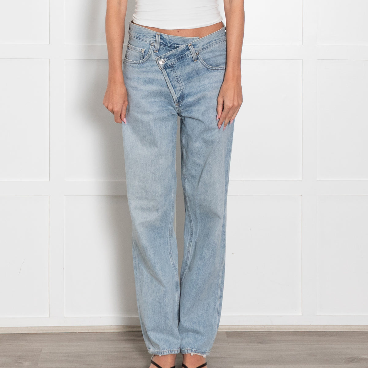 Agolde Pale Wash Criss Cross Jeans