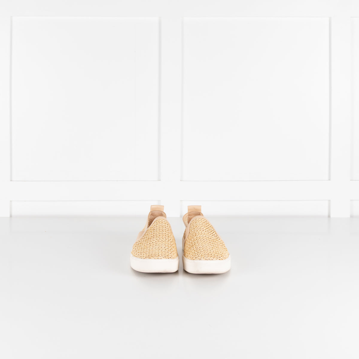 Vince Beige Blair Raffia Slip On Shoes