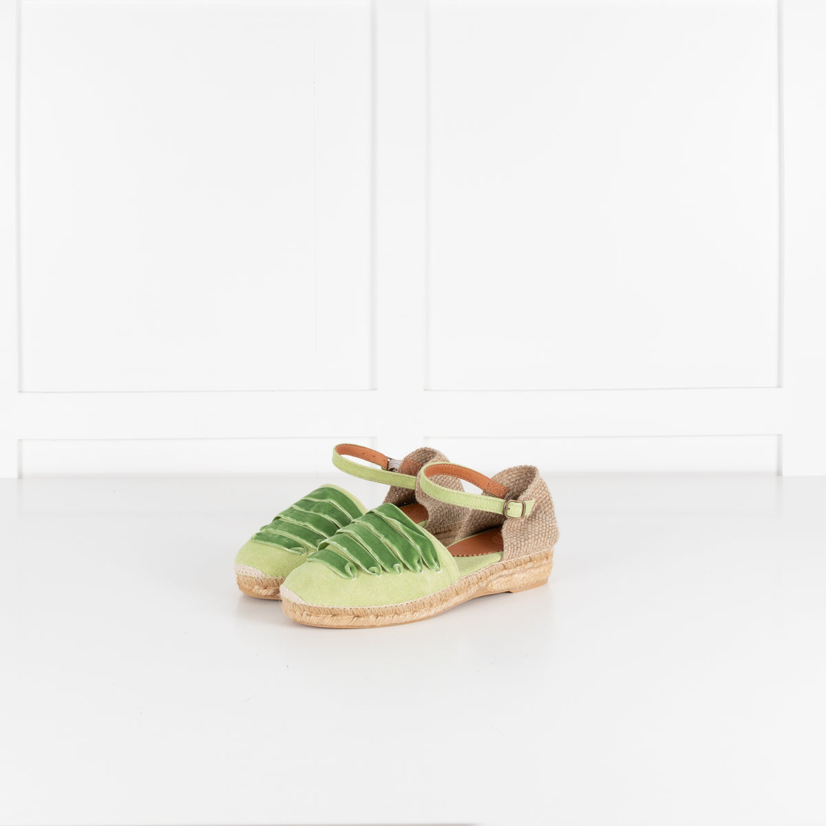 Penelope Chilvers Green Velvet Espadrille
