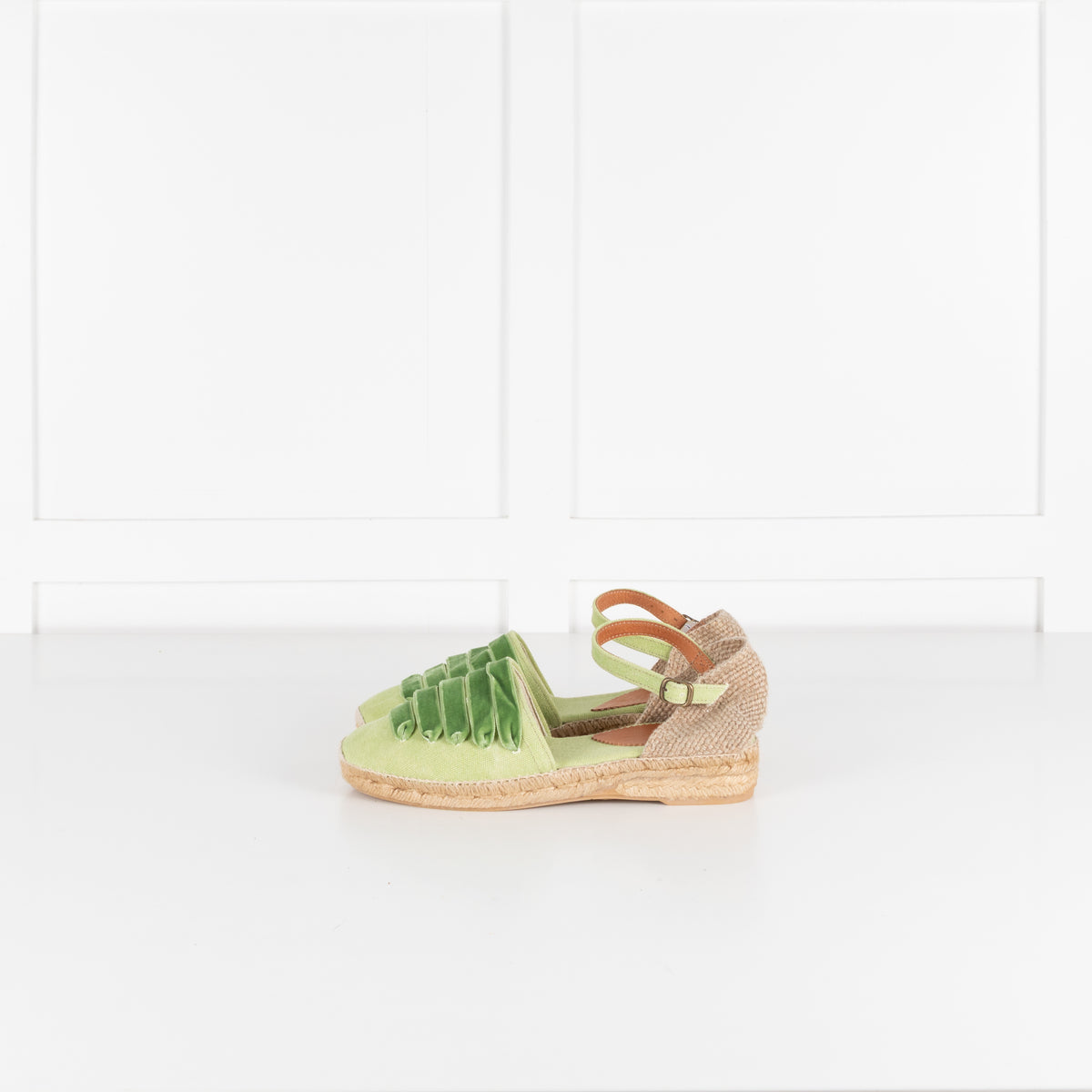 Penelope Chilvers Green Velvet Espadrille