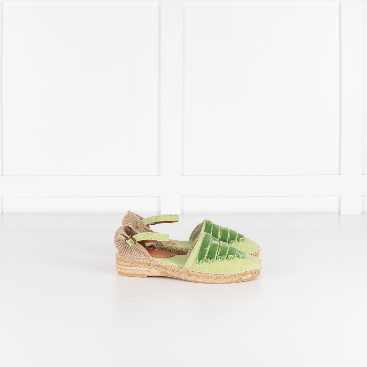 Penelope Chilvers Green Velvet Espadrille