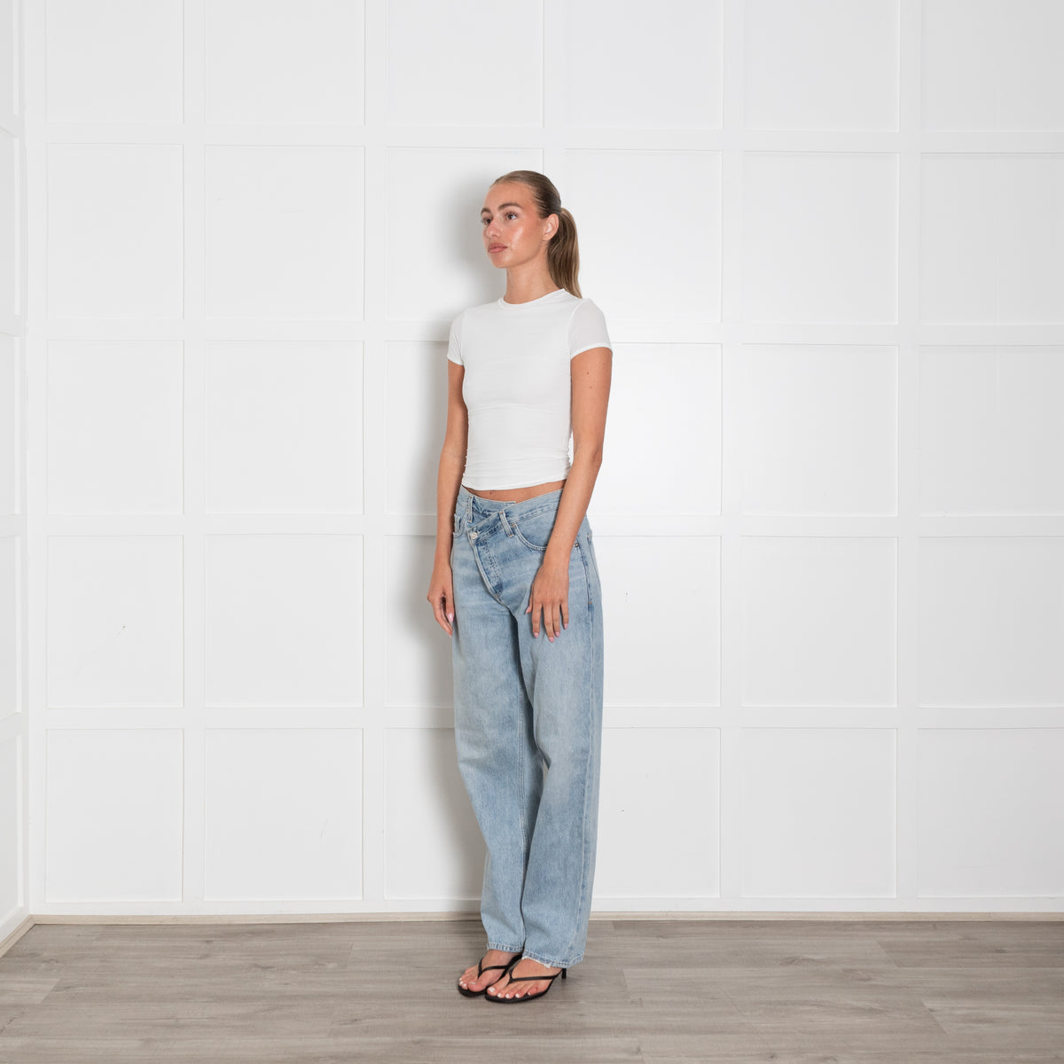 Agolde Pale Wash Criss Cross Jeans