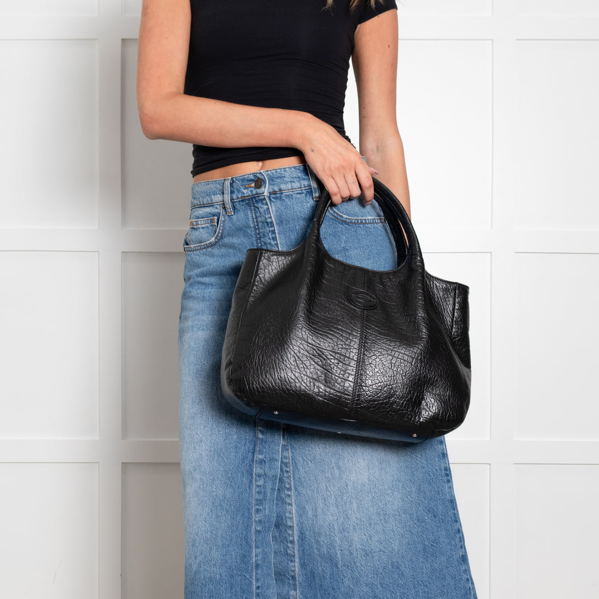 Tod's Black Media Top Handle Tote