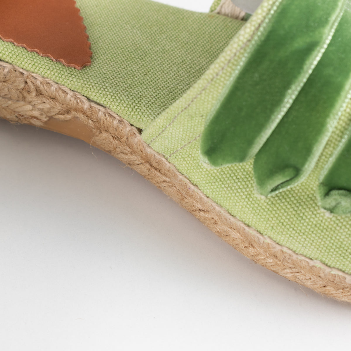 Penelope Chilvers Green Velvet Espadrille