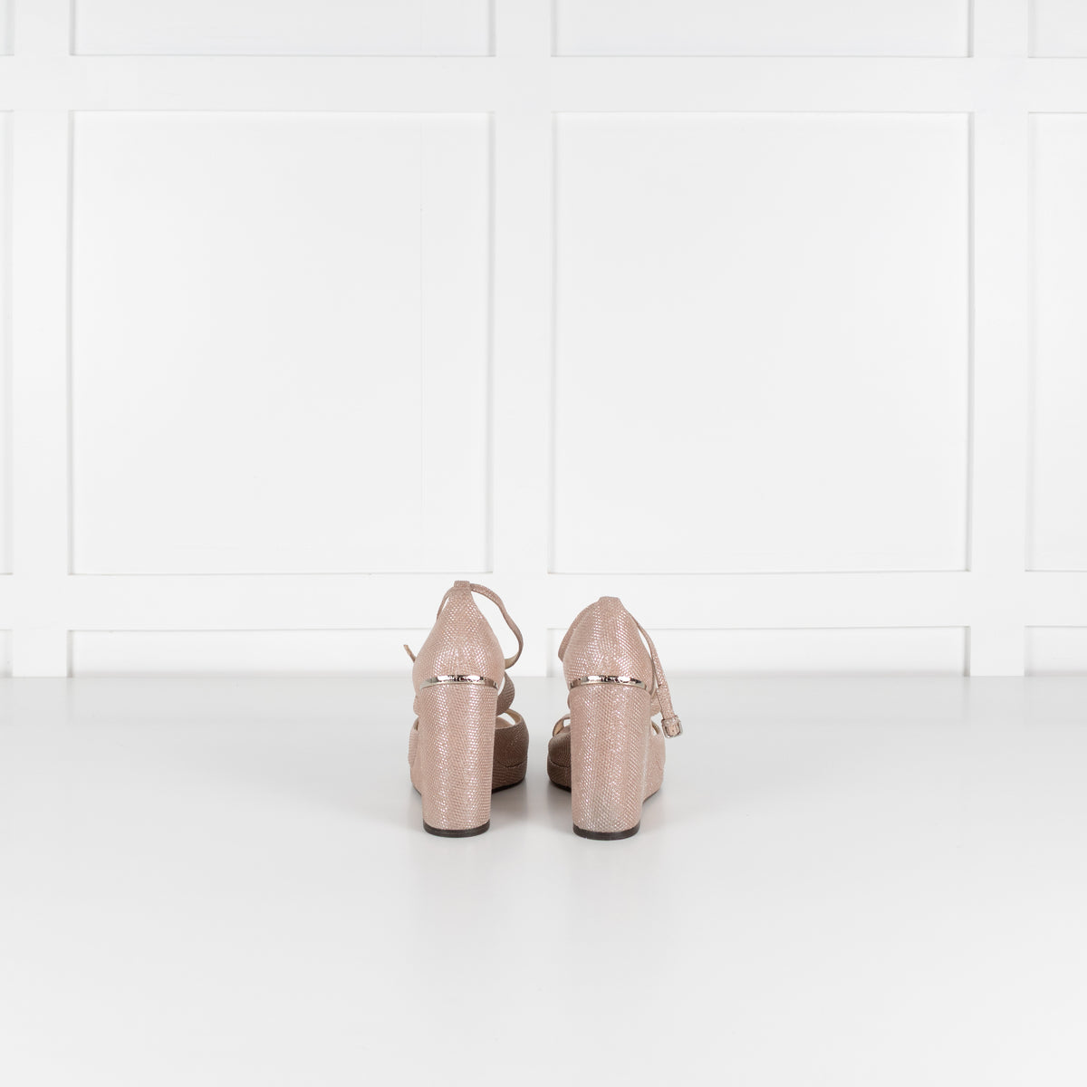 Jimmy Choo Pale Pink Silver Lurex Wedges