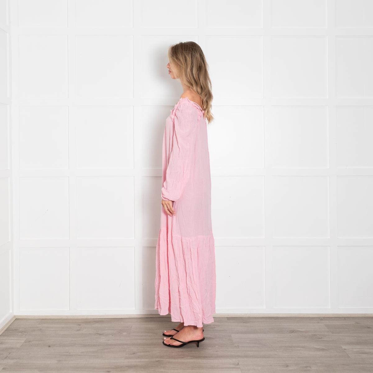 Riani Pink Crinkle Maxi Dress