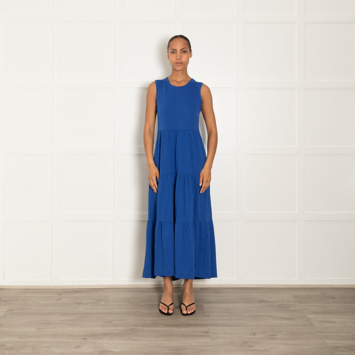 Me + Em Cobalt Blue Tiered Sleeveless Maxi Dress