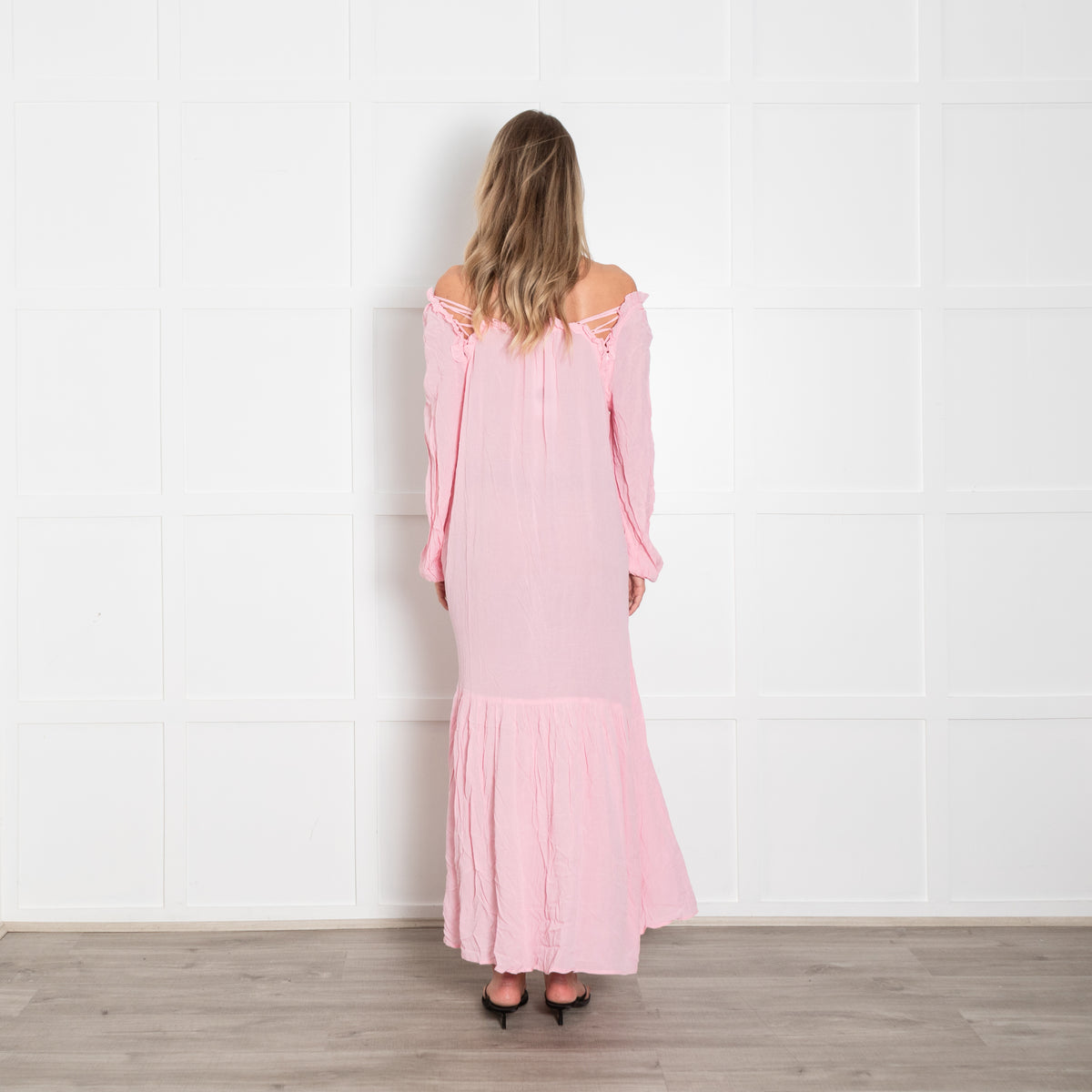 Riani Pink Crinkle Maxi Dress
