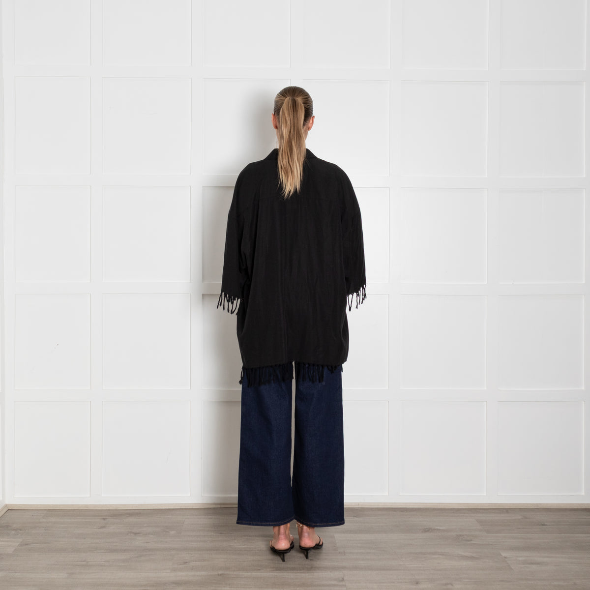 Balenciaga Black Oversized Short Sleeve Shirt With Fringe