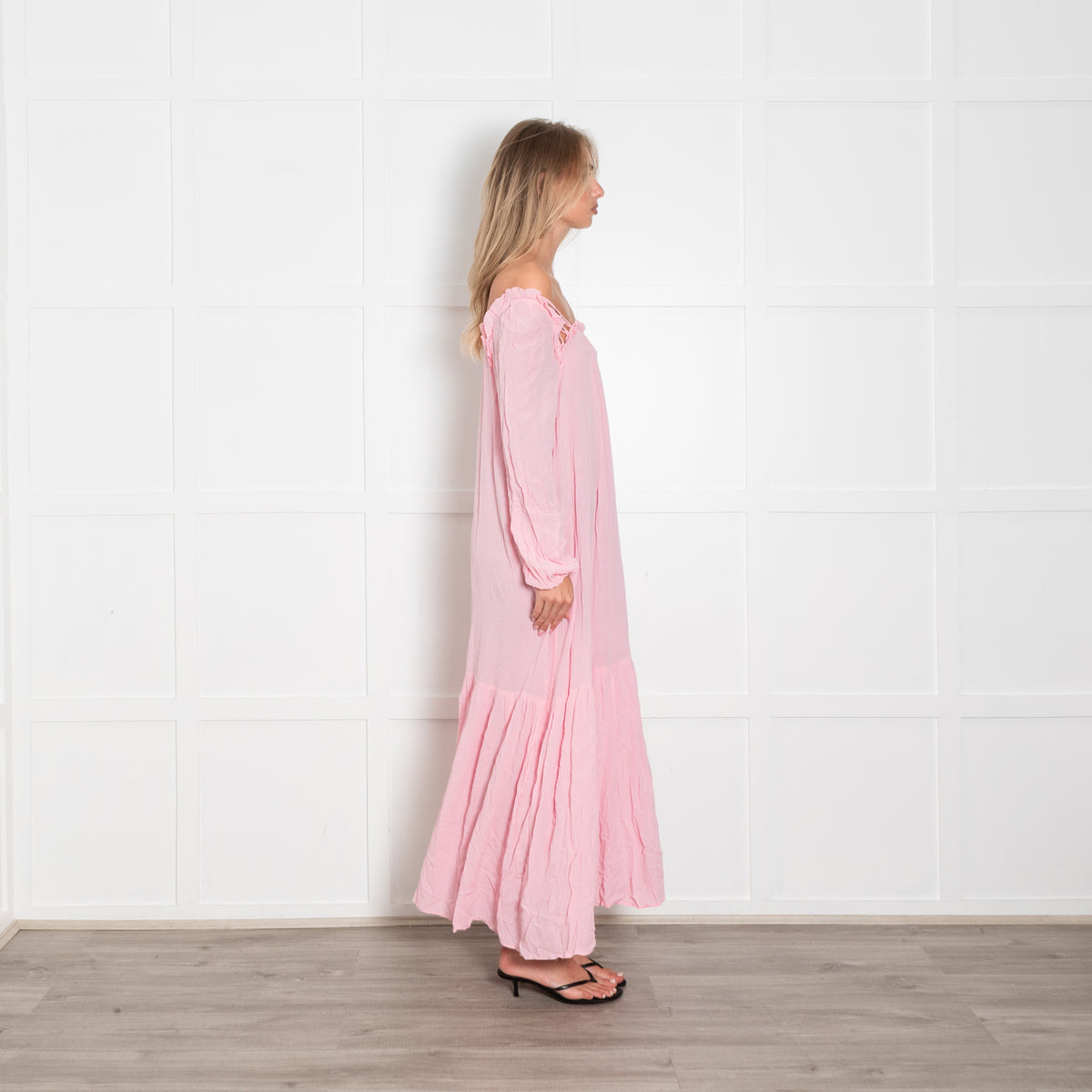 Riani Pink Crinkle Maxi Dress