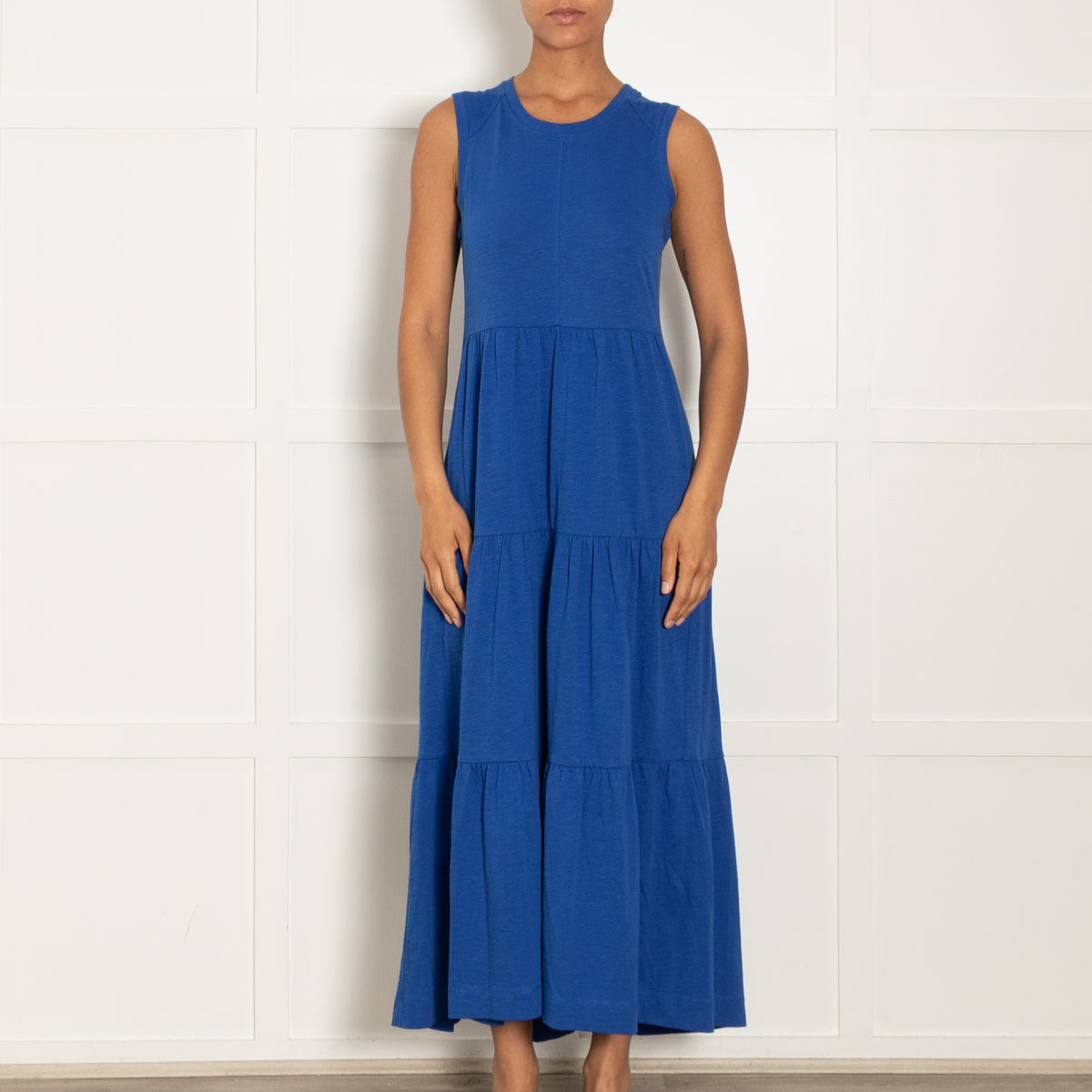 Me + Em Cobalt Blue Tiered Sleeveless Maxi Dress