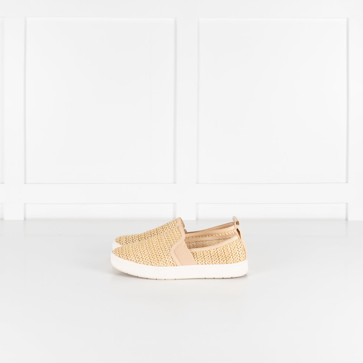 Vince Beige Blair Raffia Slip On Shoes