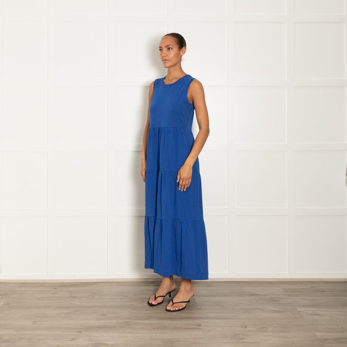 Me + Em Cobalt Blue Tiered Sleeveless Maxi Dress