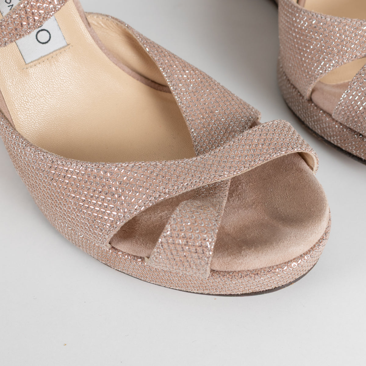 Jimmy Choo Pale Pink Silver Lurex Wedges