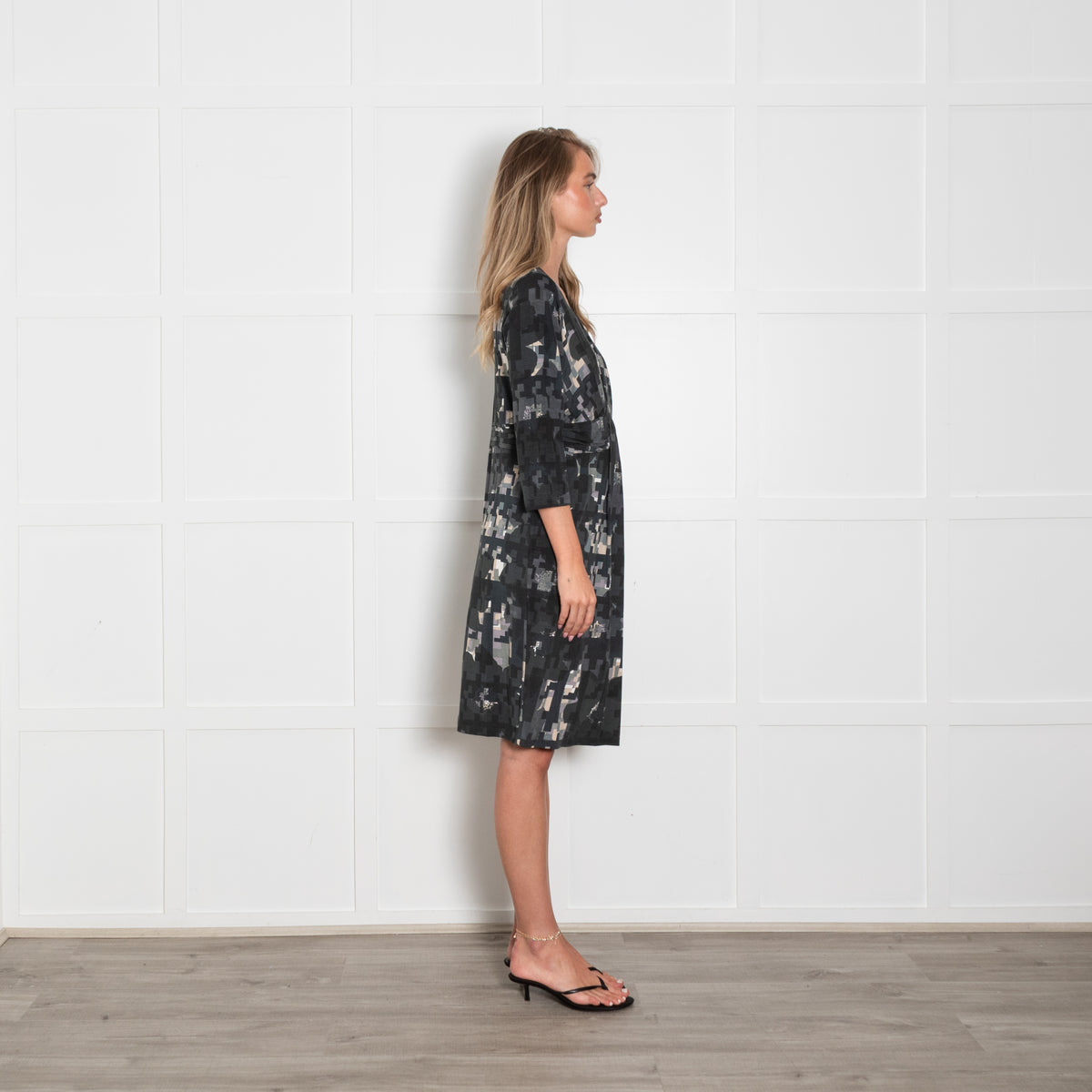 Weekend Max Mara Green Geometric Print V Neck Dress