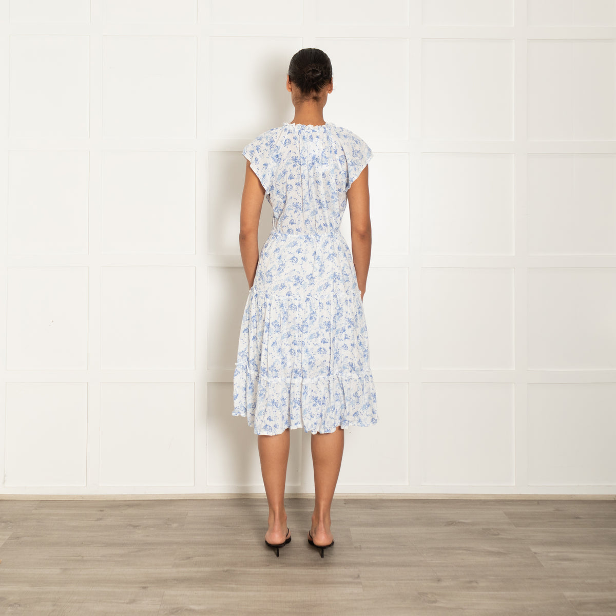 Rails Blue Print Cotton Short Sleeve Midi Dress