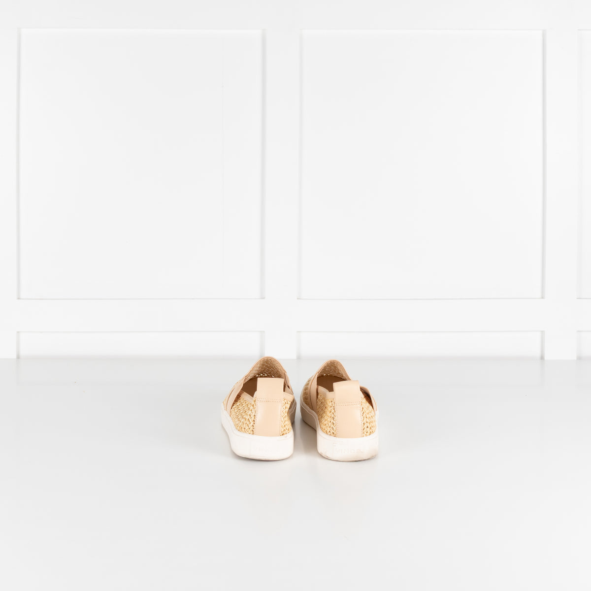 Vince Beige Blair Raffia Slip On Shoes